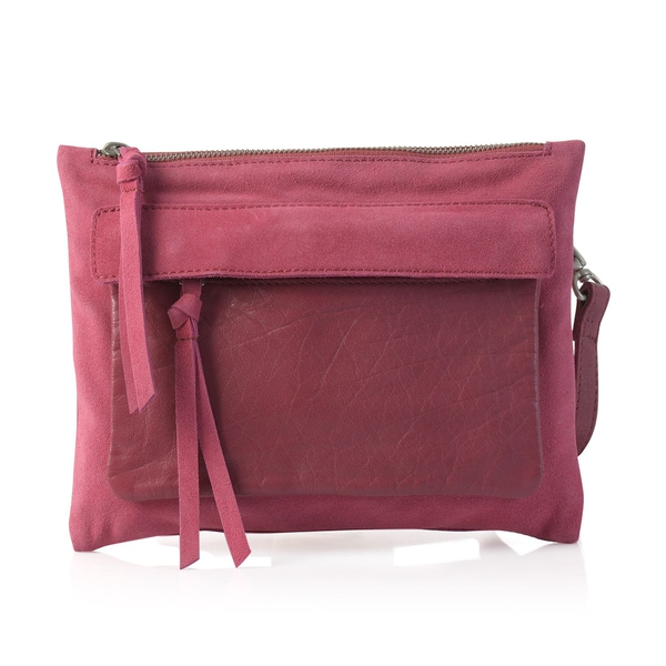 100% Genuine Leather Pink Colour Crossbody Bag with External Zipper Pocket and Removable Shoulder St