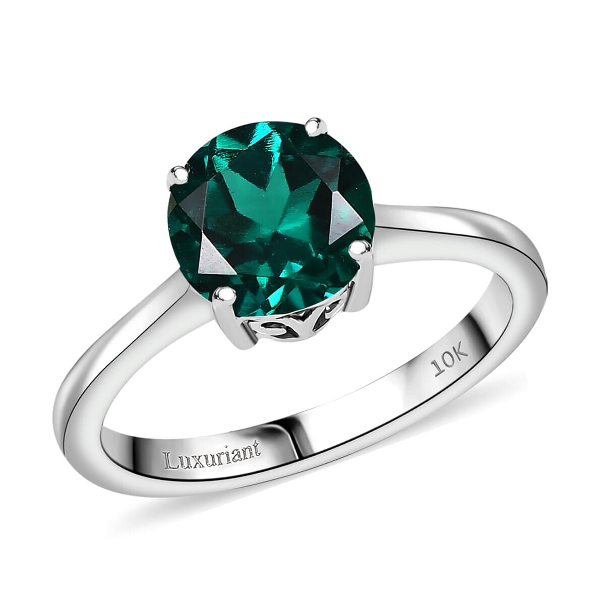10K White Gold AAA Lab Grown Emerald Solitaire Ring, Gold Wt.3.02 Gms  1.635  Ct.