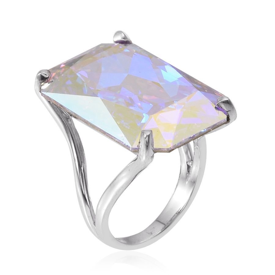 - AB Crystal (Oct) Ring in ION Plated Platinum Bond