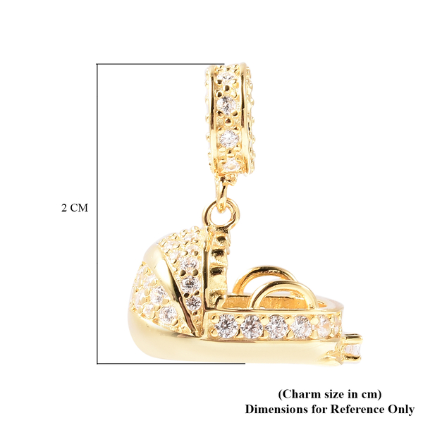 Charmes De Memoire - Simulated Diamond Cradle Charm in Yellow Gold Overlay Sterling Silver Charm/Pendant