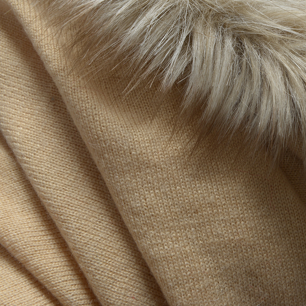 100% Cashmere Wool Beige Colour Pashmina Poncho (Size 70x70 Cm)