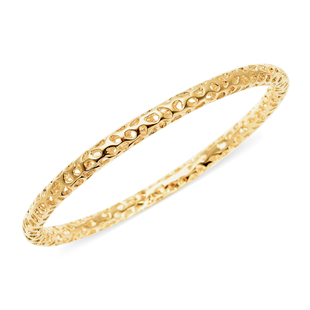 RACHEL GALLEY Yellow Gold Overlay Sterling Silver Allegro Bangle (Size 8), Silver wt 17.00 Gms