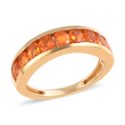 One Time Close Out Deal- Jalisco Fire Opal Half Eternity Band Ring (Size M) in 14K Gold Overlay Sterling Silv