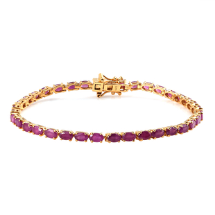 Natural Moroccan Ruby Bracelet (Size 7.5) in 14K Gold Overlay Sterling Silver 10.84 Ct, Silver Wt. 8