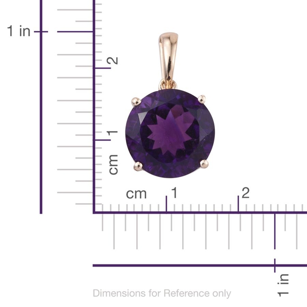 9K Y Gold AAA Zambian Amethyst (Rnd) Solitaire Pendant 6.000 Ct.