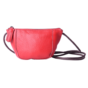 Genuine Leather Middle Size Crossbody Bag - Red