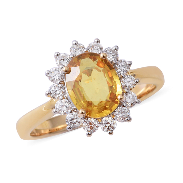ILIANA 18K Yellow Gold AAA Yellow Sapphire (Ovl) Diamond (SI/G-H) Ring 2.660 Ct.