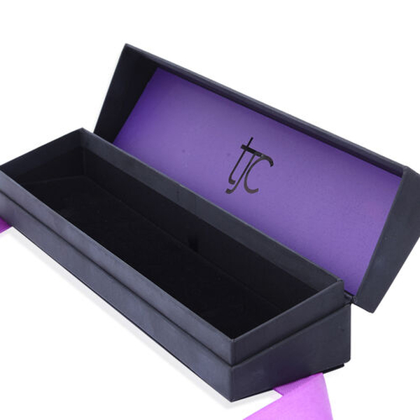 Luxury Black Bracelet Gift Box With Purple Ribbon [24.5x5.7x4cm]