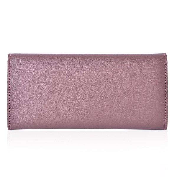 Designer Inspired - Purple Colour Ladies Wallet with Multiple Card Slots and Metallic Leaf at Front (Size 19X10X1 Cm)