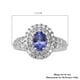 Tanzanite and Natural Cambodian Zircon Ring in Rhodium Overlay Sterling Silver 1.91 Ct.
