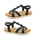 Heavenly Feet Flat Sandals with Elasticated Sling Strap (Size 3) - Black