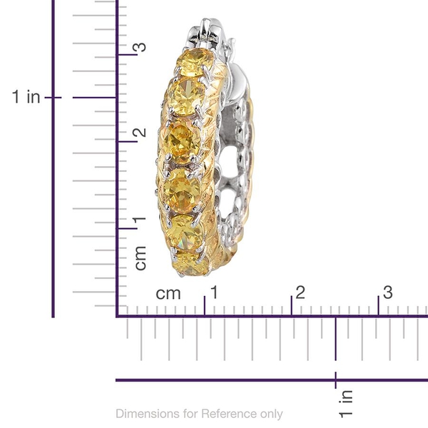 Simulated Citrine (Ovl) Hoop Earrings (with Clasp) in ION Plated Platinum Bond 11.000 Ct.