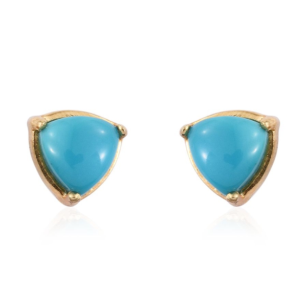 Kingman Turquoise (Trl) Stud Earrings (with Push Back) in 14K Gold Overlay Sterling Silver 1.250 Ct.