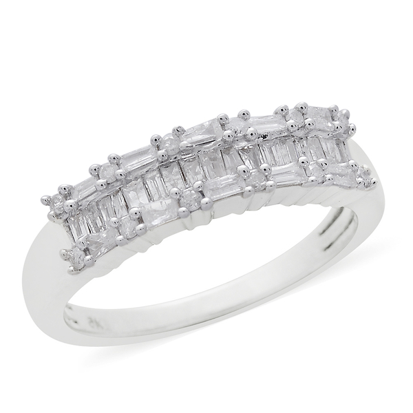 Designer Inspired- 9K White Gold SGL Certified Diamond (Bgt) (I3/G-H) Ring 0.500 Ct.