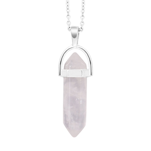 16 Carat Rose Quartz Solitaire Pendant with Chain in Stainless Steel