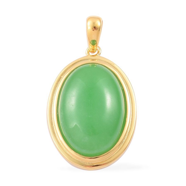 Green Jade (Ovl) Pendant in Yellow Gold Overlay Sterling Silver 13.750 Ct.