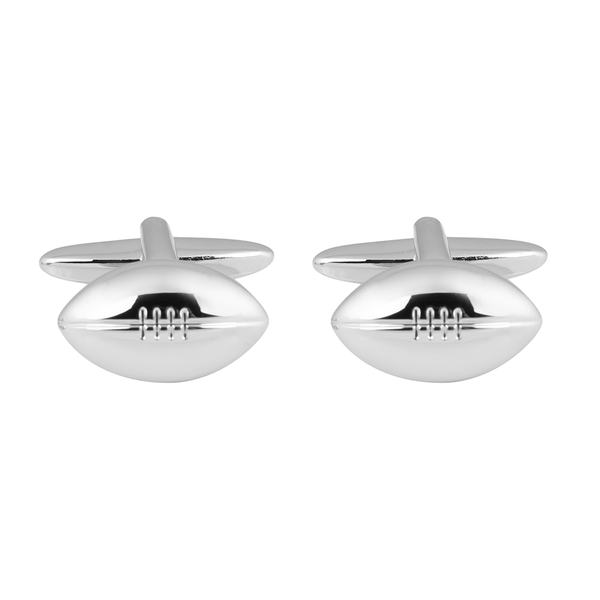 HARVEY MAKIN Pair of Rugby Ball Cufflinks in Gift Box - Silver