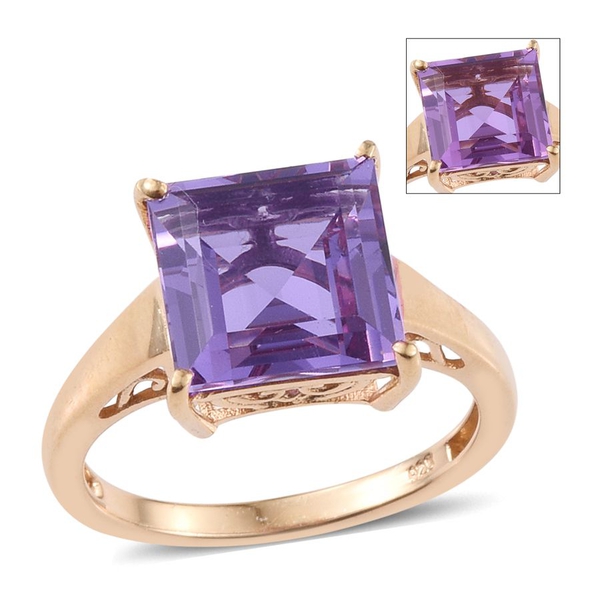 Lavender Alexite (Sqr) Solitaire Ring in 14K Gold Overlay Sterling Silver 4.000 Ct.