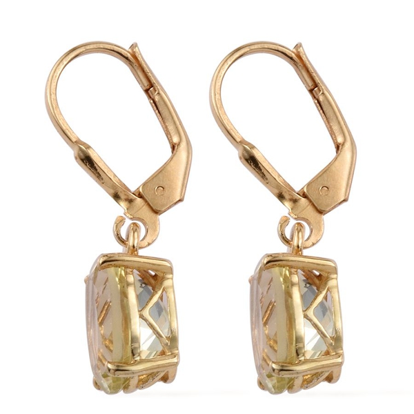 Natural Ouro Verde Quartz (Ovl) Lever Back Earrings in 14K Gold Overlay Sterling Silver 5.000 Ct.