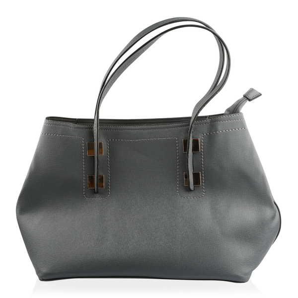 Set of 2 - Grey Colour Large and Small with Adjustable and Removable Shoulder Strap Tote Bag (Size 47x27x17 Cm, 33x21x13.5 Cm)