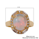 Ethiopian Welo Opal (Oval) and Natural Cambodian Zircon Ring in Yellow Gold Overlay Sterling Silver 3.85 Ct.