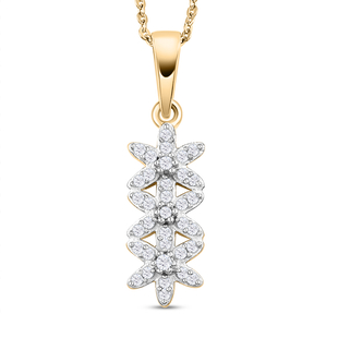 Diamond Floral Pendant with Chain (Size 20) in Vermeil Yellow Gold Overlay Sterling Silver 0.26 Ct.
