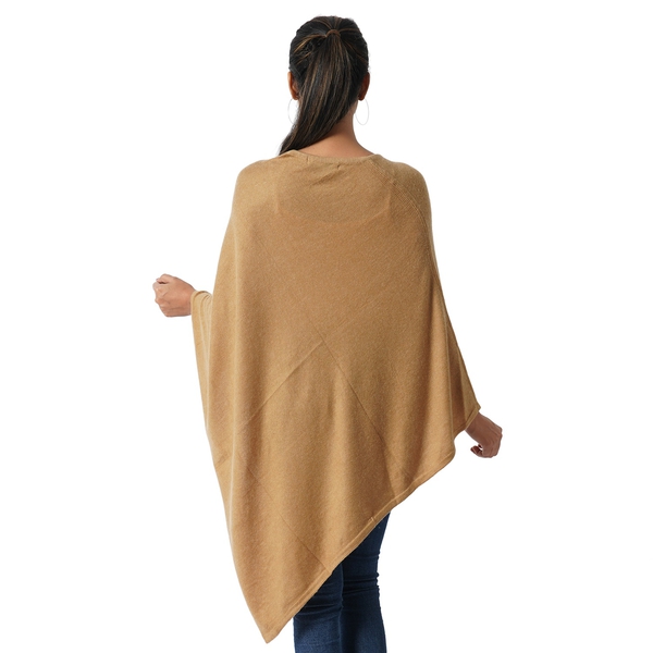 Limited Available - 100% Cashmere Wool Poncho - Khaki Colour (Free Size/70x70Cm)