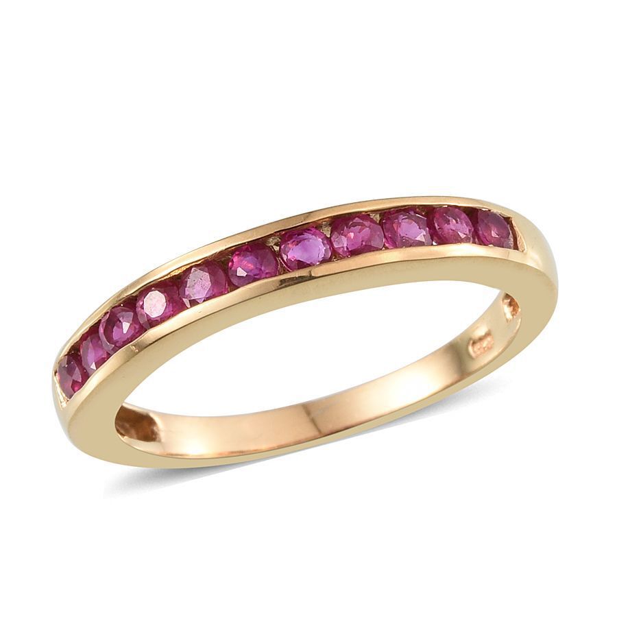 Ruby (Rnd) Half Eternity Band Ring in 14K Gold Overlay Sterling Silver 1.000 Ct.