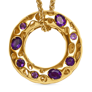 RACHEL GALLEY Amethyst Pendant With Chain (Size-18/24/30) in 18K Vermeil Yellow Gold Overlay Sterlin