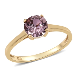 J Francis - 14K Gold Overlay Sterling Silver (Rnd) Solitaire Ring  Made with Pink  ZIRCONIA 0.84 Ct.