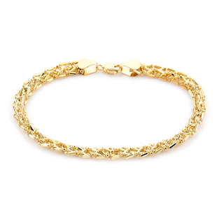 Close Out Deal - 9K Yellow Gold Barrel and Beads Twisted Bracelet (Size - 7.5) With Lobster Clasp, G