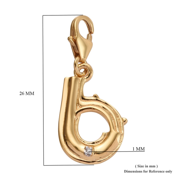 Diamond (Rnd) Initial B Charm in 14K Gold Overlay Sterling Silver
