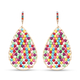 Multi Colour Howlite and Multi Colour Austrian Crystal Bead Teal Drop Dangling Hook Earrings (with P