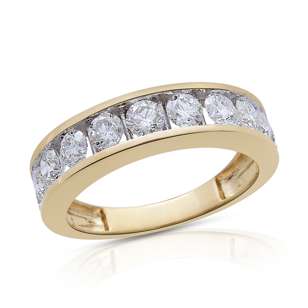 ILIANA 18K Yellow Gold SGL Certified Diamond (Rnd) (SI/G-H) Half Eternity Ring 1.500 Ct.