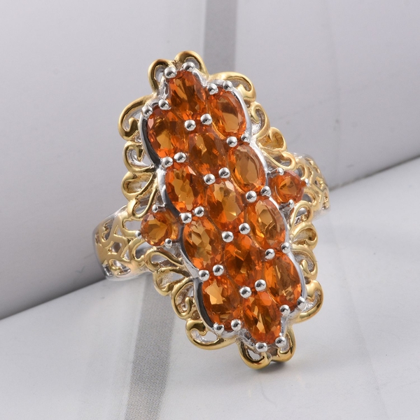 Jalisco Fire Opal (Ovl) Ring in Platinum and Yellow Gold Overlay Sterling Silver 2.00 Ct.