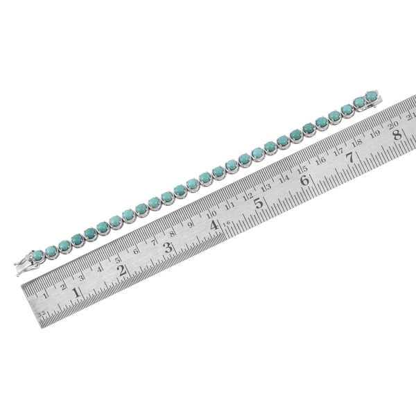 Sonoran Turquoise (Rnd) Bracelet (Size 7.5) in Platinum Overlay Sterling Silver 13.500 Ct.