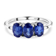 Fissure Filled Blue Sapphire (FF) Trilogy Ring in Platinum Overlay Sterling Silver 1.95 Ct.