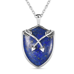 Lapis Lazuli Arrow Pendant with Chain (Size 24) in Stainless Steel 27.90 Ct.