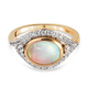 Ethiopian Welo Opal and Natural Cambodian Zircon Ring in Yellow Gold Overlay Sterling Silver 2.45 Ct