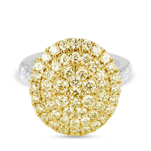 NY Close Out Deal- 14K Yellow & White Gold Natural White (I2 /G-H) and Yellow Diamond (VS) Cluster R