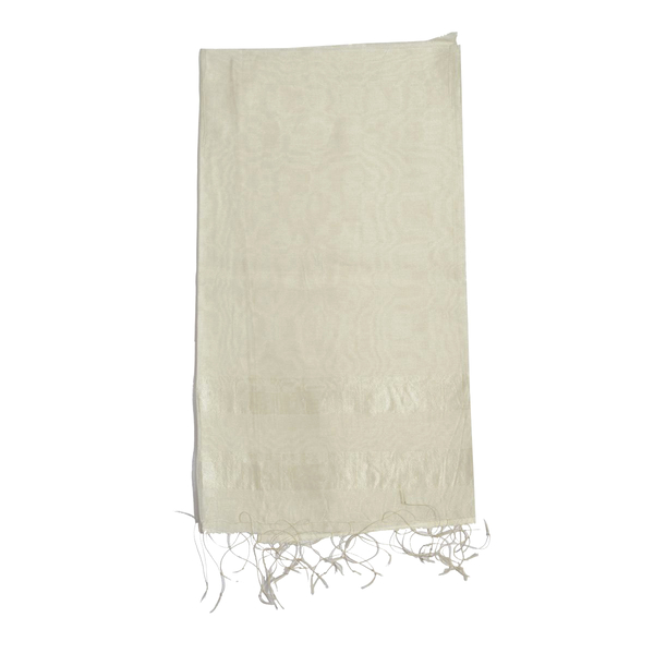 30% Silk and 70% Viscose White Colour Shawl (Size 180x70 Cm)