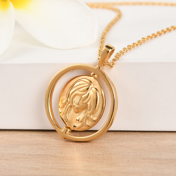 Sunday Child 14K Gold Overlay Sterling Silver Virgo Zodiac Sign Pendant with Chain (Size 20), Silver Wt. 6.56 Gms