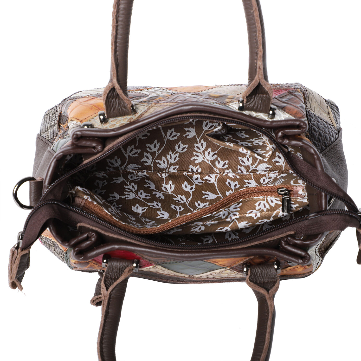 100% Genuine Leather Diamond Pattern Tote  with Detachable Shoulder Strap (Size 27x20x11cm) - Multi Colour