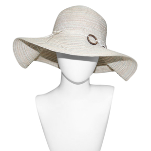Floppy Sun Hat with Ring (57X26 CM )- Beige and Multi