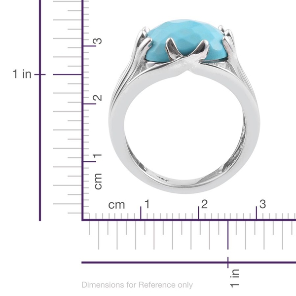 Arizona Sleeping Beauty Turquoise (Cush) Solitaire Ring in Platinum Overlay Sterling Silver 5.500 Ct.