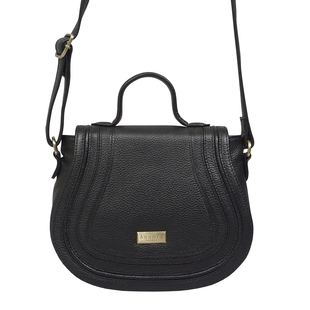 ASSOTS LONDON Carmel Genuine Leather Handbag with Magnetic Closure and Shoulder Strap - Black