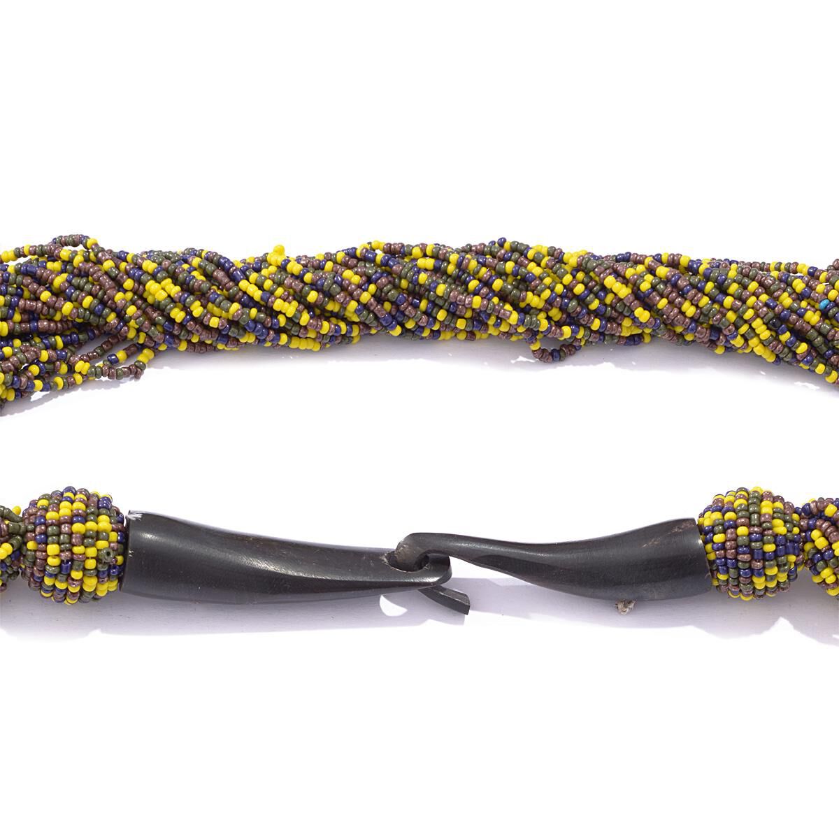 Jewels of India Multi Colour Seed Beads Necklace and Hook Earrings in Gold Tone