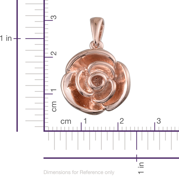 Rose Gold Overlay Sterling Silver Floral Pendant, Silver wt 7.17 Gms.