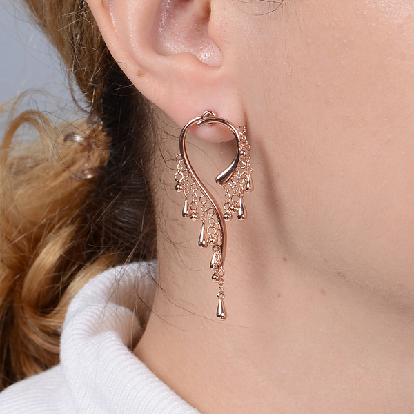 LucyQ Drip Collection -2 in 1  Rose Gold Overlay Sterling Silver Earrings (with Push Back)