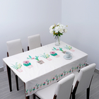 100% Waterproof PVC Table Cloth with Cactus Pattern (Size 140x137cm) - Cream